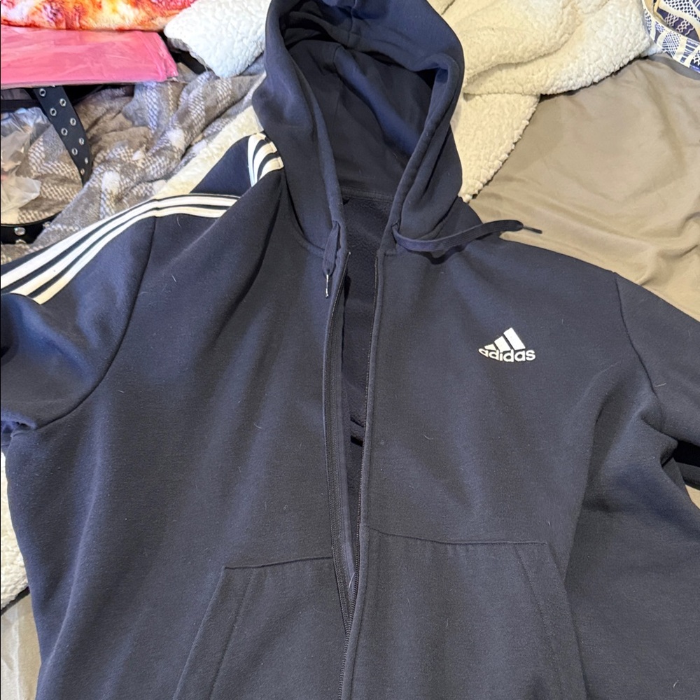 Adidas Navy Hoodie with White Accents